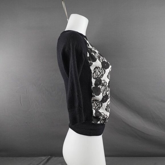 J Crew Womens Sweater XS Black Floral Sheer Y2K Retro Preppy Timeless Indie Twee - Picture 4 of 10